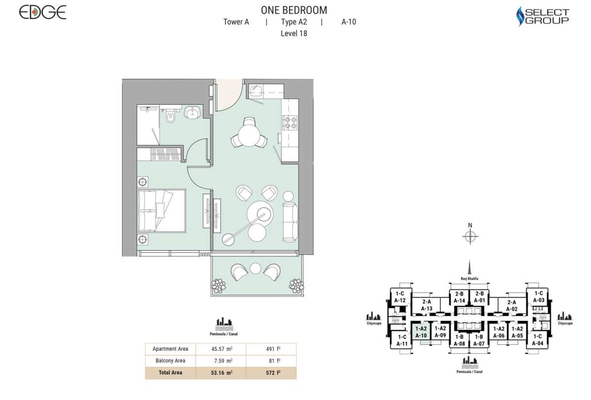 Type A2, Level 18, A-10 - The Edge Tower 1